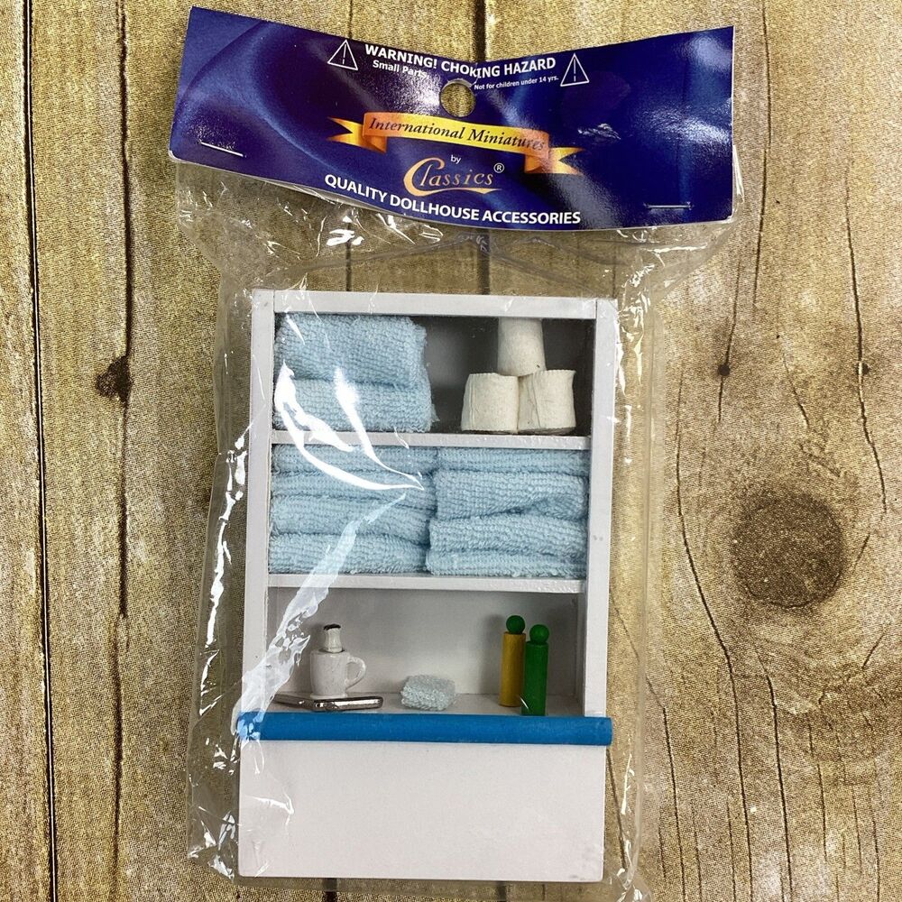 Dollhouse Miniatures Linen Cupboard Blue IM65247B 1:12 Scale New Sealed